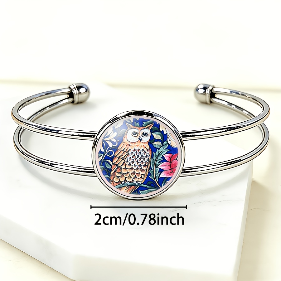 Women's Adjustable Open Bangle with Owl Design